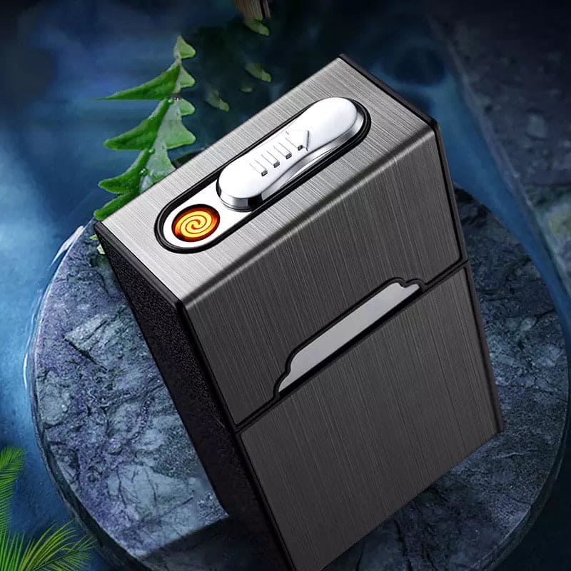 Three In One USB Rechargeable Lighter, 20 PCs Conventional Cigarette Boxes, Metal Windproof Tungsten Wire Lighter, Outdoor Waterproof Cigarette Case Three In One USB Rechargeable Lighter, 20 PCs Conventional Cigarette Boxes, Metal Windproof Tungsten Wire Lighter, Outdoor Waterproof Cigarette Case